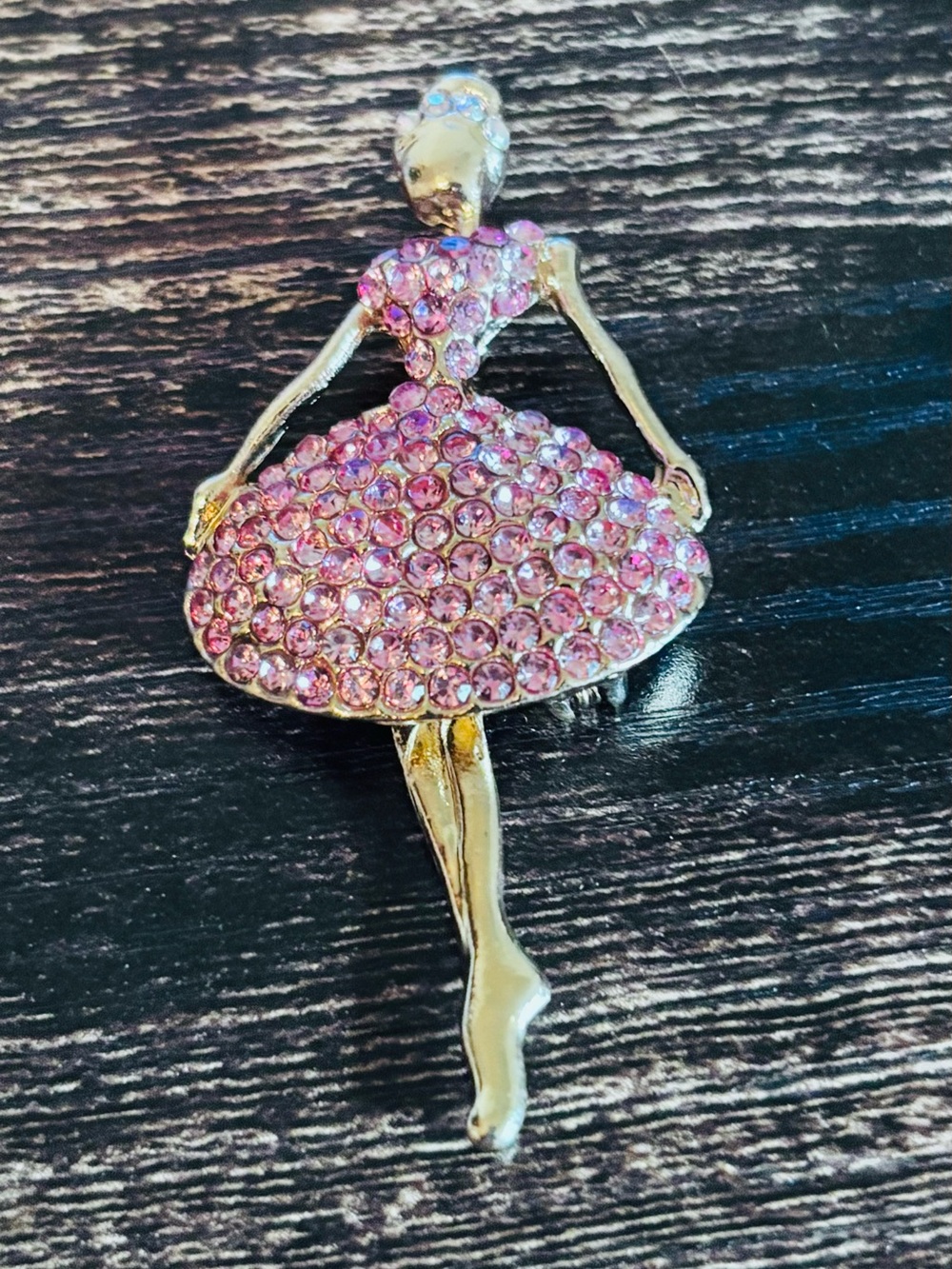 Pink‎ Crystal Rhinestone Ballerina Brooch - Elegant Women's Jewelry
